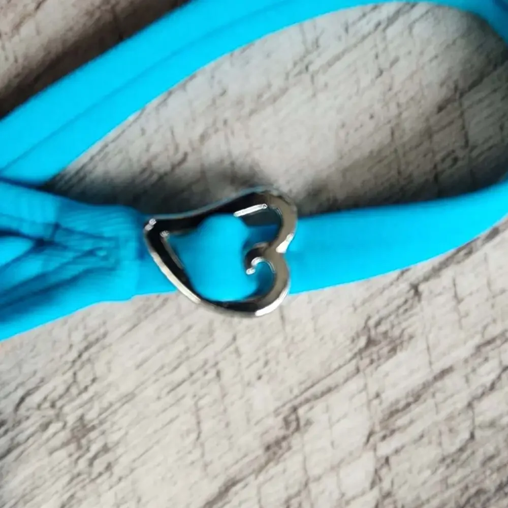 Victoria's Secret Vintage Blue One-Piece Swimsuit‎ with Heart Hardware Size 8